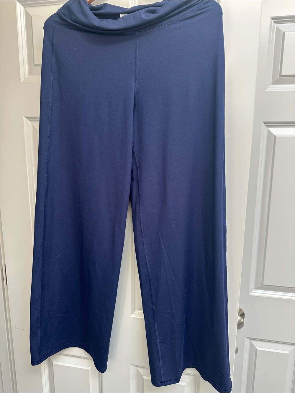 Navy Fabletics Wide-Leg Yoga Pants with Foldover Waist